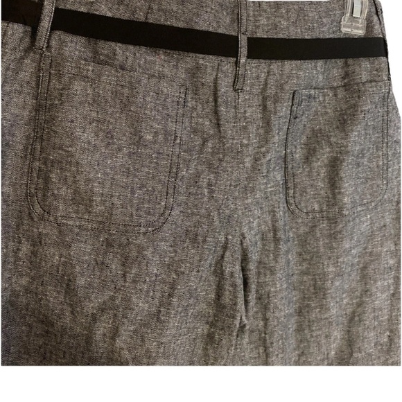 White House Black Market Flat Front Bermuda Linen Blend Shorts Sz 8 Ribbon Belt - Picture 3 of 7